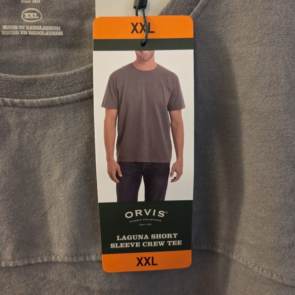 Orvis sz XXL men's laguna short slv crew tee gray NWT 100% cotton casual - Picture 5 of 11